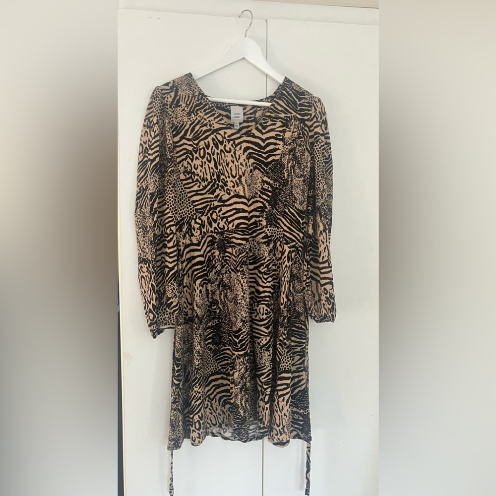 ICHI Wild Elegance and refined animal patchwork print dress